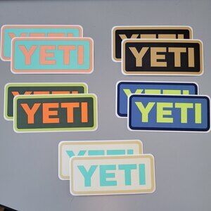 NEW YETI Multicolor Rectangular Spell Out Stickers (Pack of 10 Stickers)